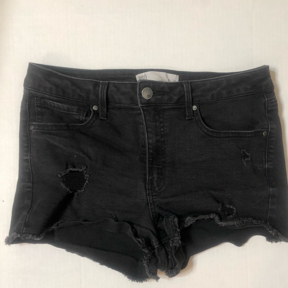 Black Distressed Denim Women's Shorts